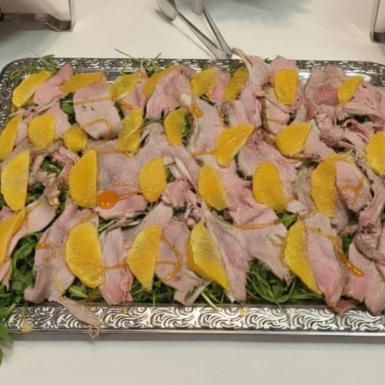 Entenbrust-Carpaccio mit Orangensauce – STORIA Catering München